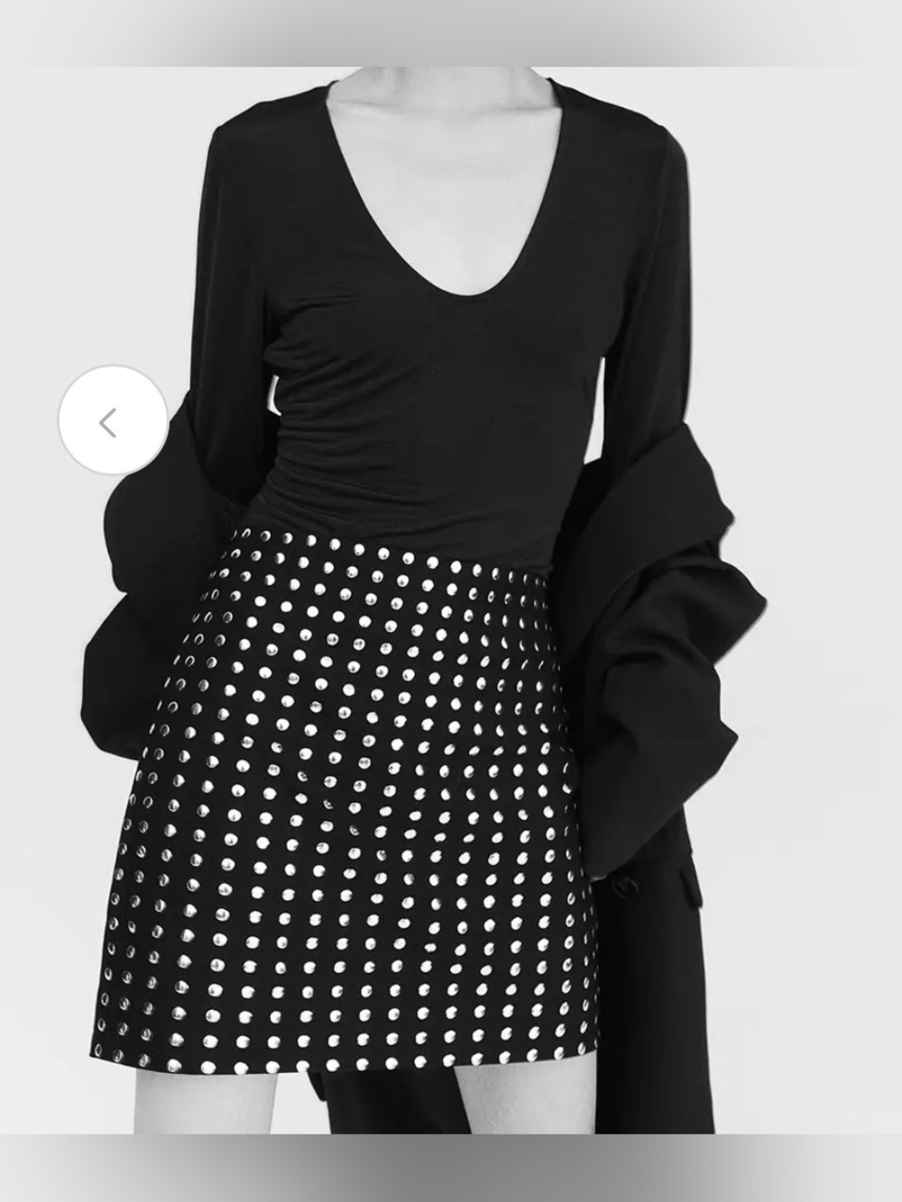 H&M Black Mini Skirt with Silver Studs women’s size 8